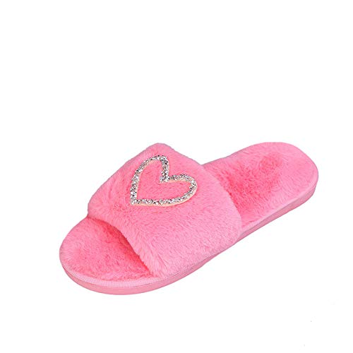 ypyrhh Espuma de Memoria Zapatos con AntideslizanteSuela,Fregona de algodón para el hogar Interior,Felpa Antideslizante Flip-Flop-Rose Red_38-39,Slippers Confortables Zapatos Interio