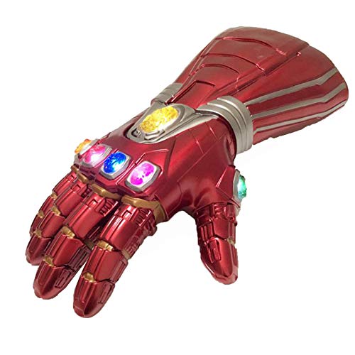 YUANY Adultos niños Tanos LED Luminoso Cosplay Infinito Guante Iron Man Guantes Brillantes Handschuhe superhéroe Disfraces de Juguete,Red-One Size Child