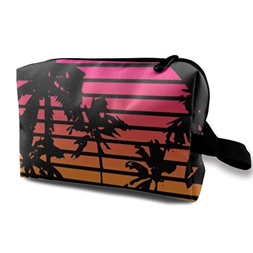 zmzm Bolsas de Almacenamiento con cremallerasMakeup Bag Cosmetic Pouch Tropical Sunset Palm Trees Multi Functional Bag Travel Kit Storage Bag