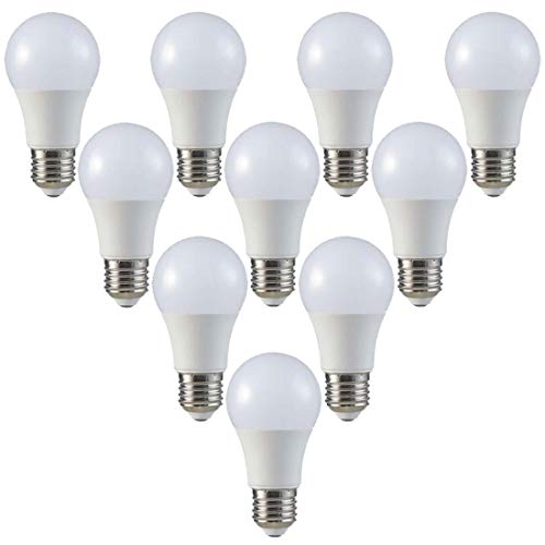 ZONE LED Juego de bombillas LED, E27, A60-9 W, luz blanca cálida (2700 K), 806 lm, equivale a 60 W, ángulo de haz de 200°, 10 unidades