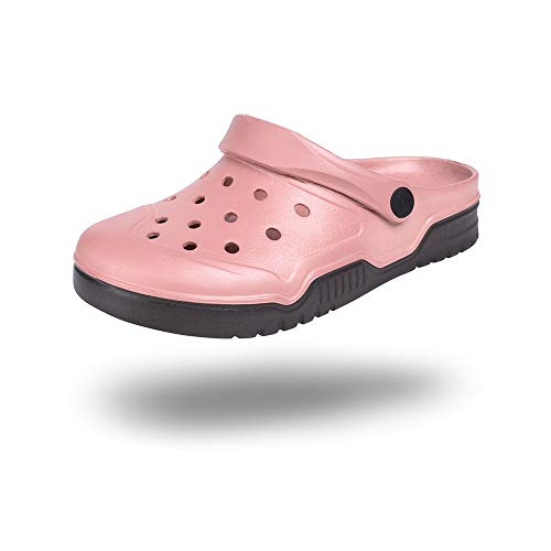 Zuecos Sanitarios Mujer Hombre Sandalias de Verano Playa Piscina Agua Unisex Ahueca hacia Respirable Zapatillas de Trabajo Chanclas C Rosa EU41