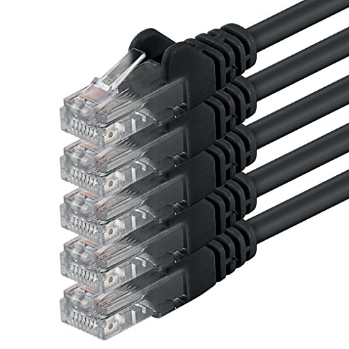 0,25m - negro - 5 piezas - Cable de red Ethernet con conectores RJ45 CAT6 CAT 6 Cat.6 1000 Mbit/s