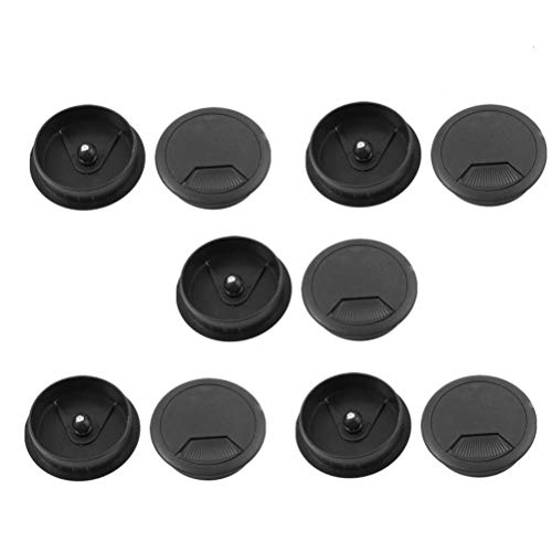 10 unids Pasacables mesa oficina tapa pasacables de escritorio cubierta de agujero de mesa para computadora escritorios 50mm (Negro)