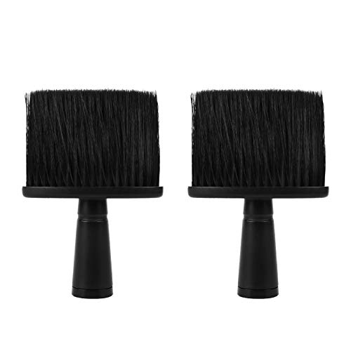 2 Piezas Profesional Cepillo Barbero, Cepillo de Peluquería para el Cuello, Cepillo de limpieza para Corte de Pelo de Salón con asa, Estilista Suave Cepillo Plumero, Negro