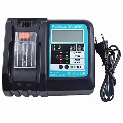 3A DC18RC Cargador de repuesto para Makita 18V Batería BL1860B BL1860 BL1850 BL1845 BL1840B BL1840 BL1835 BL1830B BL1830 con pantalla LCD