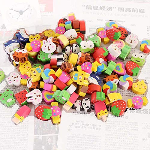 50 unids/set Cute Cartoon Animal Fruit Shape Mini Borrador Lápiz Borrador Para Niños Como Premio Escolar