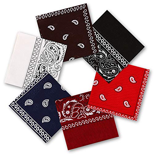 6 piezas Paisley Pañuelo, 55 x 55 cm Pañuelo Bandanas, Bufanda por la Cabeza Unisex, Paisley Multicolor Bandanas para Cabello, Cuello, Siesta, Deportes