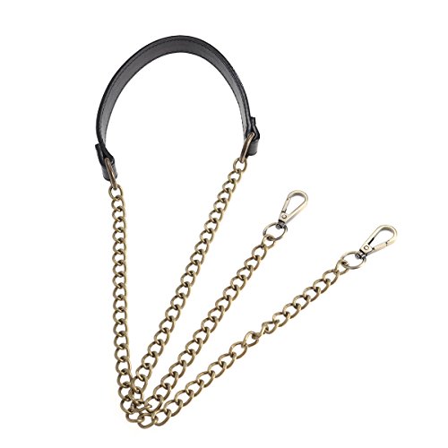 Accesorios de Cuero PU Cadena de Metal Bolso de Las señoras Cadena (Cadena de Bronce + Cuero Negro) más 2 Hebillas Longitud Total 120 cm