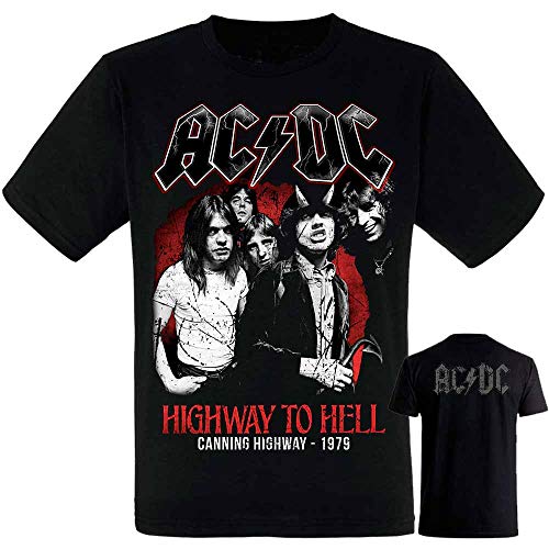 AC/DC - Highway to Hell - Camiseta Negra Hombre Manga Corta - ACDC Tshirt (XL)