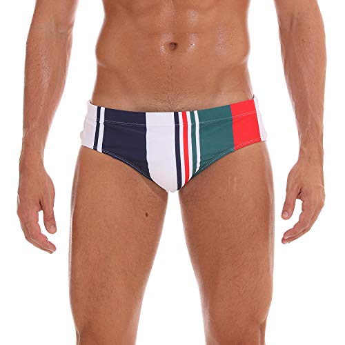 Adorel Bañador de Natación Slip con Forro para Hombre Rayas Colores XL