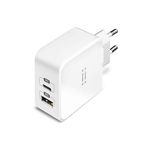 aiino Fuente de Alimentación USB-C para iPhone 12, 12 PRO 27W, Puertos USB de Carga Rápida 3.0 y USB tipo C PD, Compatible con iPhone 12, 12 Mini, 11 Pro, 11 Pro Max, 11, X, SE, iPad, iPad Pro, Blanco