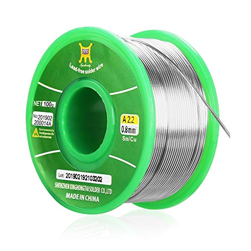 Alambre para soldadura sin plomo SS SHOVAN 0,8 mm núcleo de estaño para soldadura eléctrica y bricolaje, 100 g (0,22 lb)