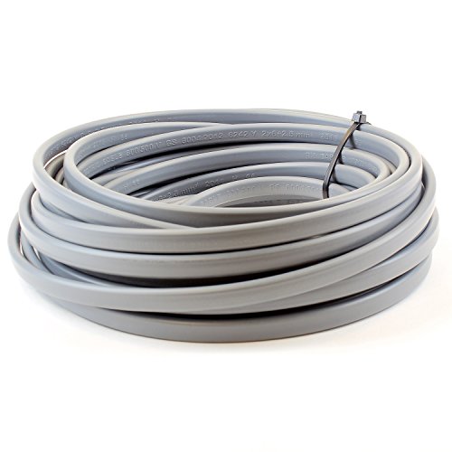 Ali'S DIY Twin and Earth 6242Y - Cable eléctrico plano (rollo completo y longitudes personalizadas), color gris