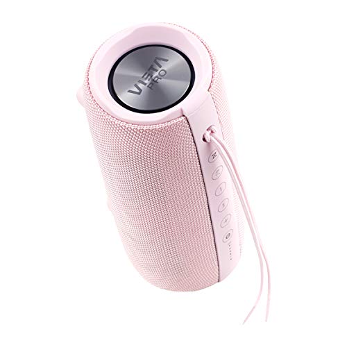 Altavoz Upper 2 de Vieta Pro, con Bluetooth 5.0, True Wireless, Micrófono, Radio FM, 10 Horas de autonomía, Resistencia al Agua IPX6, Entrada Auxiliar y botón Directo al Asistente Virtual; Color Rosa