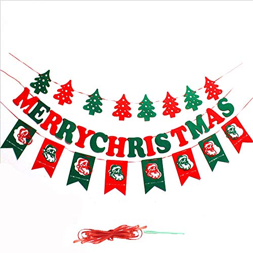 Amaoma Navidad Adornos Banner Carta Navidad Cartel Colgante Decoración Bandera Fiesta Adornos Navidad Santa Claus Arbol de Navidad Bandera Decoración Navideña en Interiores y Exteriores 3 Pack