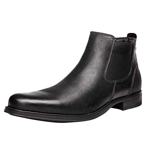 ANUFER Hombres Genial Retro Piel Genuina Botines Chelsea Zapatos de Vestir Negro SN01905 EU43