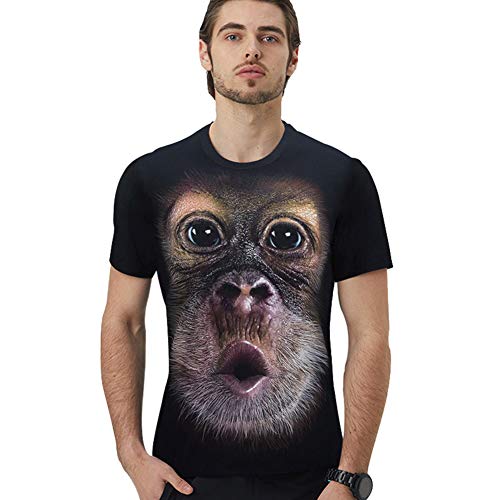 ANUFER Unisexo Adulto Niño Novedad Impresión Digital 3D Gorila Camiseta Manga Corta Tops Blusa tee Negro Nuevo SN07612 L