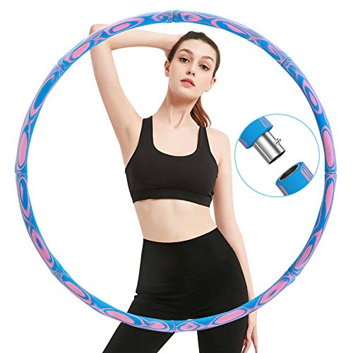 Aoweika Hula Hoop Adultos, 1,2 kg para reducción de Peso, 8 Piezas extraíbles, Hoola Hoop Mejorado, núcleo de Acero Inoxidable Estable con Espuma de Primera Calidad para reducción de Peso y Masaje