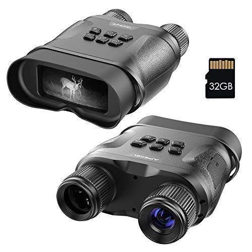 Apexel Prismáticos de visión Nocturna para Gafas de visión Nocturna de Infrarrojos Digitales para Caza, espía y vigilancia con Tarjeta de Memoria de 32 GB