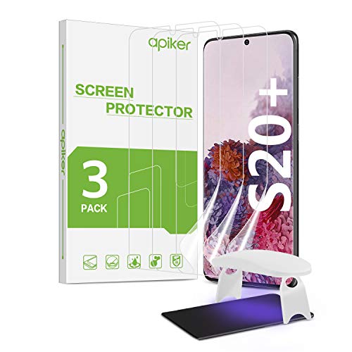 apiker 3 Pack Protector Pantalla Compatible con Samsung Galaxy S20+/S20 Plus (6.7 Pulgadas), UV Vidrio Templado Cobertura Máxima, Sin Burbujas, Sin Aplicación Húmeda