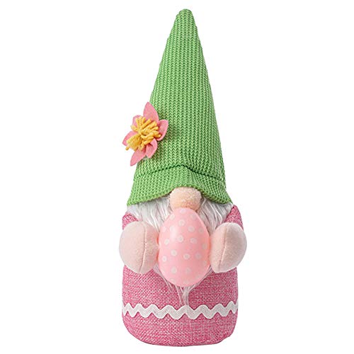 Apofly GNOME Pascua Los Huevos De Pascua Holding Elf Enano Sin Rostro Muñeca Linda Gonk Inicio De Escritorio Decoración De Vacaciones Ornamento Regalo (Rosa)