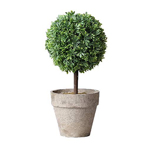 Apofly Planta En Maceta Hierba Artificial De Interior Plantas Bonsai Esféricos Mini Falso Bola De La Hierba del Ministerio del Interior De Escritorio Decoratioin 13x13x26cm