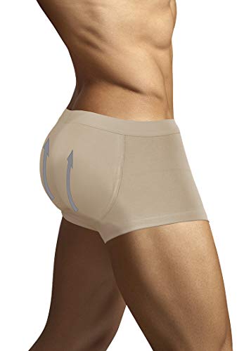 ARIUS Calzoncillo Boxer con Relleno Trasero Color Beige para Aumentar el Volumen y tamaño de glúteos y Levanta - Push up y Relleno de Nalgas - Men’s Padded Buttocks - Men's Shapewear (M)