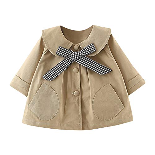 ASHOP Ropa Bebe Otoño Invierno, Niña Niño Rompevientos Abrigo Collar de Muñeca de Color Liso Arco Chaqueta Casual (Caqui,12-18 Meses)