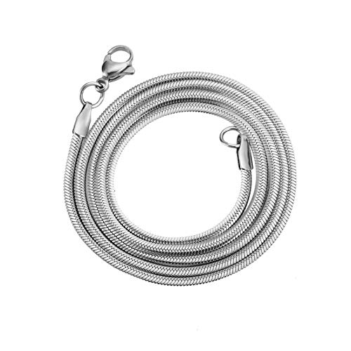 AueDsa Cadenas para Collares Hombre,Cadena de Serpiente Collar Acero Inoxidable Cadena Plata Collares Cadena Hombre Ancha 2.1MM Cadena Larga Collar 50CM