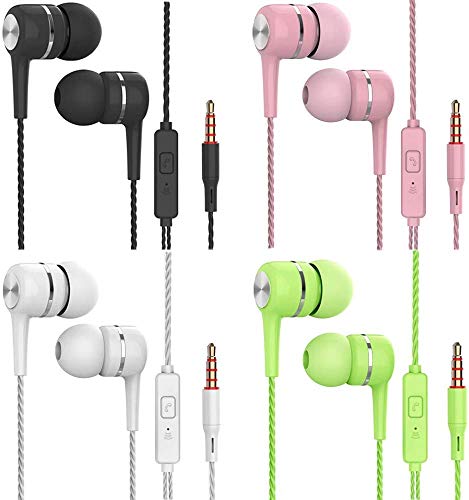 Auriculares, auriculares, auriculares intrauditivos Pasuwisma, aislamiento de ruido, compatible con iPhone, iPod, iPad, reproductores de MP3, Samsung Galaxy, Nokia, HTC, etc. paquete de 4 (Candy1)