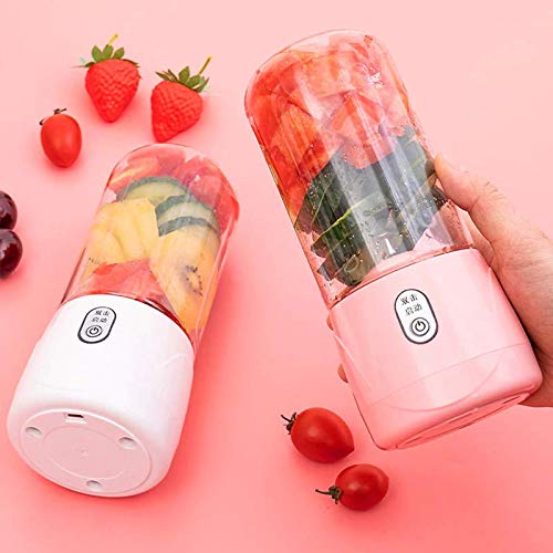 azorex Licuadora de Vaso Portátil Batidora Smoothies Individuales 410ML USB Recargable para Fruta Verdura Milkshake (Rosado)