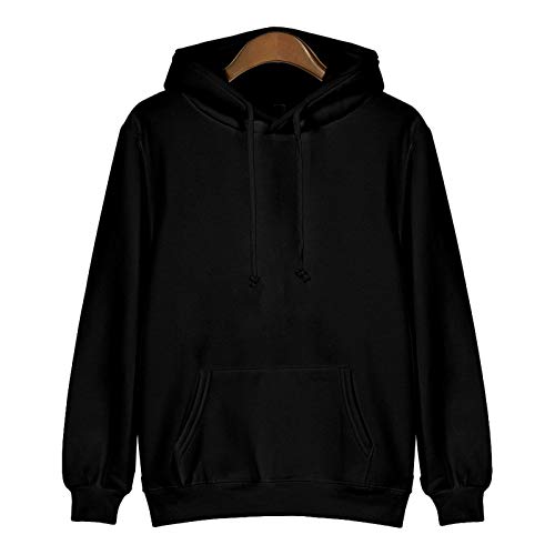 Aztnrwen Sudadera Con Capucha Y Cremallera De Color Liso Clásico Para Hombre/Mujer Pullover Jumper Pocket Sudaderas Premium | Negro