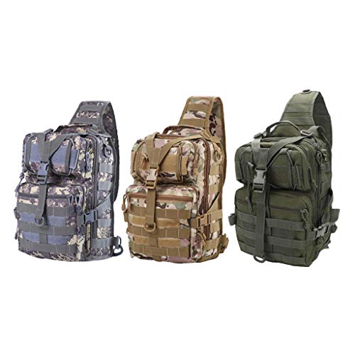 B Baosity 3X Shoulder Bag Crossbody Molle Bag Camuflaje Mochila para Montar - Verde + Camuflaje Gris + Camuflaje Verde