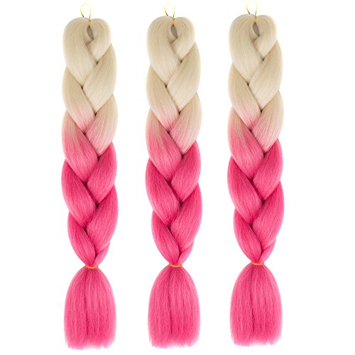 Bai You Mei Kanekalon Jumbo Trenza 3 unids/lote Afro Jumbo Trenzado Extensiones de Pelo Ombre trenzado Pelo Sintético Crochet Pelo Dos Tonos Color