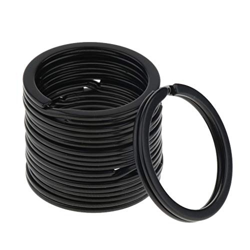 Baoblaze 10 Unids Llavero de Acero Inoxidable O Anillo Deportes Hebilla Titular de Camping - Negro 35mm