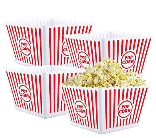 Bekith 4 Pack Recipiente Plástico Palomitas Raya Palomitas Caja, 23 x 23 x 15cm