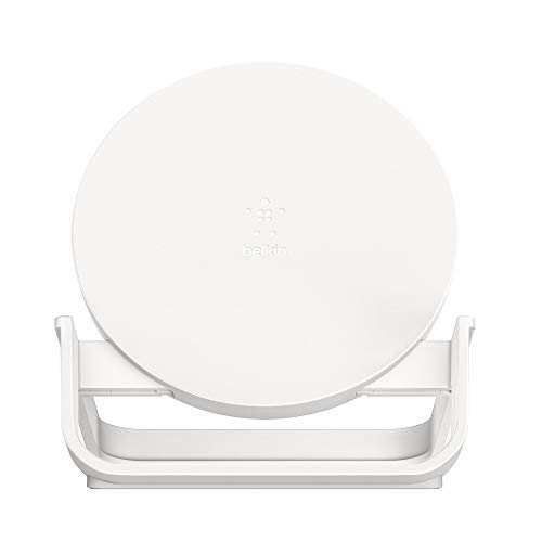 Belkin - BoostCharge Soporte de carga inalámbrica de 10 W, cargador inalámbrico rápido con certificación Qi para iPhone y teléfonos de Samsung, Google y otros, blanco