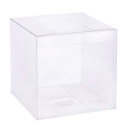 BENECREAT 20PCS PVC Caja Plegable Cajita Plástica 11x11x11cm Envase Transparente de Regalo Contenedor de Dulce Chocolate para Boda Fiesta Cumpleaños