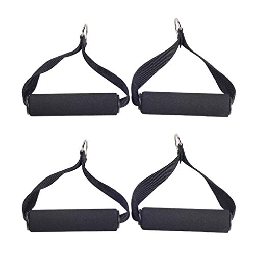 BESPORTBLE - Juego de 4 mangos de ejercicio resistentes para cables, accesorios para máquinas, bandas de resistencia, asas para entrenamiento de fuerza, color negro