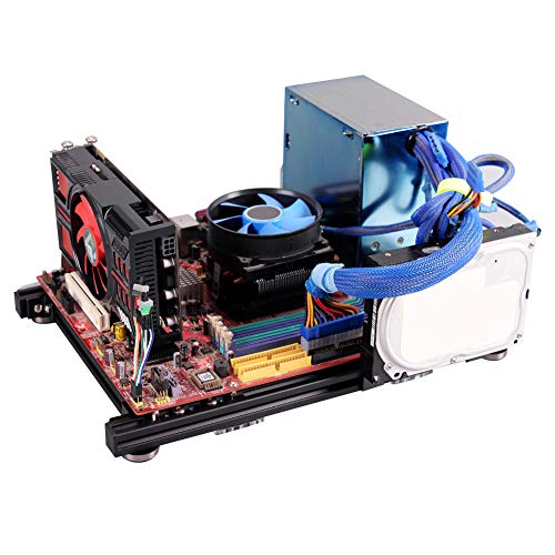 Bewinner Caja de PC Abierta de Bricolaje, Caja de computadora de Plataforma de Prueba de overclocking M-ATX de aleación de Aluminio, Hecha de Material de aleación de Aluminio 20x20, Compatible