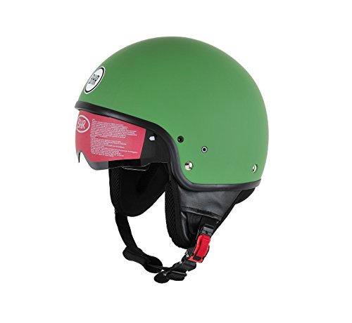 BHR 94158 Casco Demi-Jet Modelo 802 con Visera Total, Verde Opaco, S (55-56 cm)