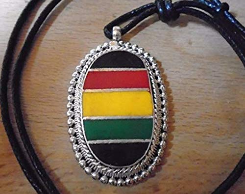 BIG RASTAFARIAN 46mm PENDANT 16 gram rasta NECKLACE marco negro / plateado, collar ajustable de 81 cm