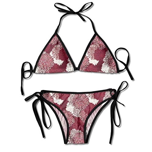 Bikini Trajes de baño Florecientes crisantemos Chino Inspirado por la Belleza de la Naturaleza Conjuntos de Bikini Traje de baño de Playa Traje de baño