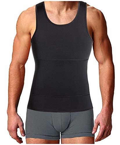 Bingrong Faja Reductora para Hombre Chaleco para Hombre Camiseta elástica para Abdomen Ropa Interior Reductora (Negro, Large)