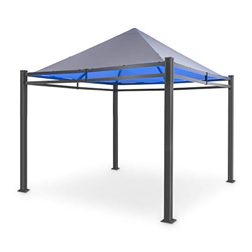 blumfeldt Pantheon Illumina Carpa - Gazebo, Pérgola, Estructura de Aluminio, Superficie del tejadillo: 3x3 m, Luz Superior BrightNight: luz LED de Colores, Postes: 9x9 cm, Sin Laterales, Negra