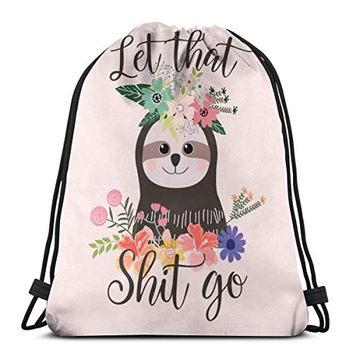 Bolsa de mochila con cordón OPLKJ, consejos de pereza Rosa Let That Shit Go Bolsa de gimnasio Mochila portátil Bolsa de almacenamiento para acampar Senderismo Nadar Ir de compras Ir de excursión Play