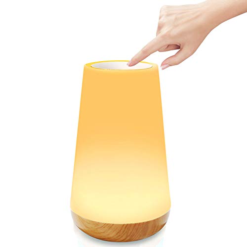 Bostar Lámpara de mesa Luz de noche Toque Sensor portátil Control remoto Lámpara de cabecera con USB recargable Regulable Luz blanca cálida 13 colores RGB para dormitorio Sala de estar Oficina