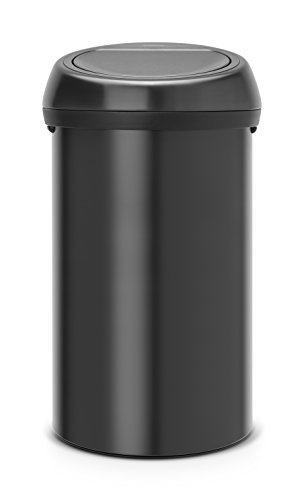 Brabantia Touch Bin - Cubo de basura, 60 litros, color negro mate con tapa