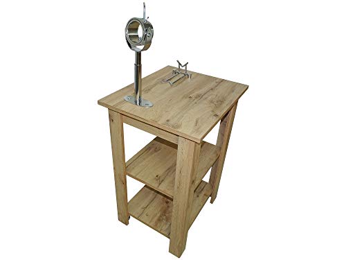 BRICOMIRAS Mesa JAMONERA Soporte JAMONERO, Cabezal Extensible Giratorio Y RECLINABLE, Regulable EN Dos Posiciones, Casquillo Giratorio, Mesa con 3 BANDEJAS, Uso DOMÉSTICO Y Profesional