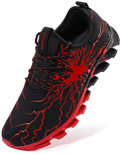 BRONAX Zapatos para Correr Hombre Zapatillas de Deportes Tenis Deportivas Running Calzado Trekking Sneakers Gimnasio Transpirables Casual Montaña Rojo Negro 43